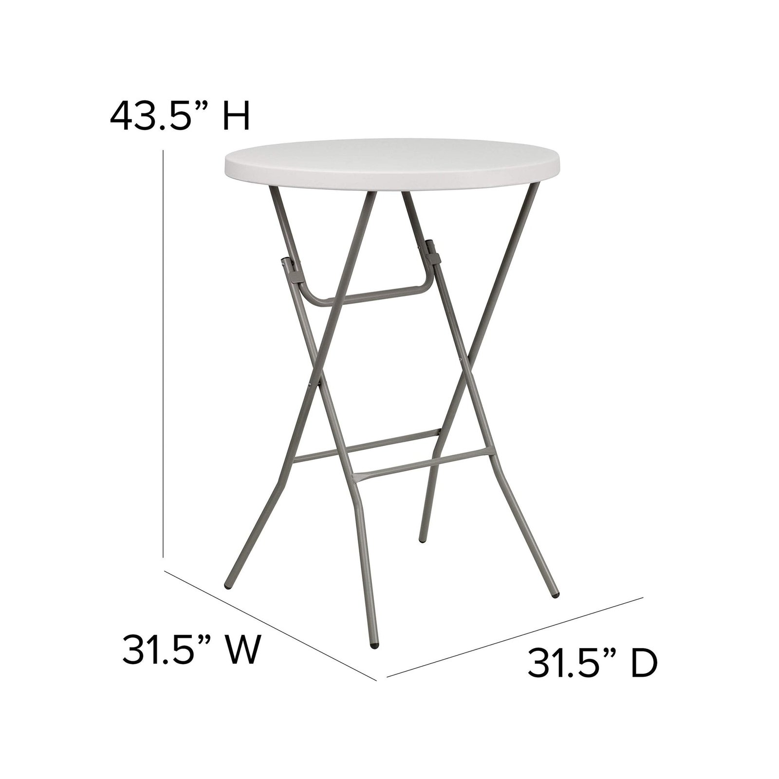 Flash Furniture Kathryn 31.5 Inch Round Folding Bar Height Table Granite White