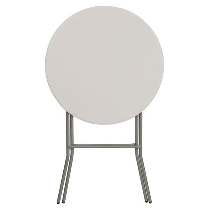 Flash Furniture Kathryn 31.5 Inch Round Folding Bar Height Table Granite White
